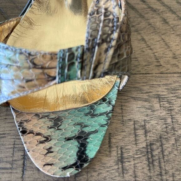 Fiammante Vintage Snakeskin Ankle Strap Sandals 7B - Picture 9 of 10